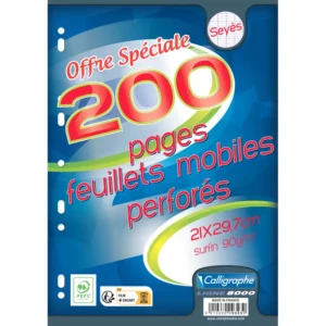 Feuilles mobiles A4 - Grand carreaux 80g blanc - 200pages