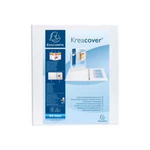 IMG_7169 "Exacompta Kreacover - Classeur à anneaux personnalisable - Dos 38 mm - A4 Maxi - pour 100 feuilles - blanc - 3 pochettes extérieures